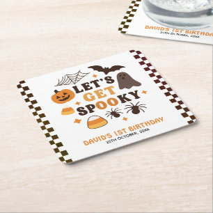 Lasst uns ein tolles Halloween Geburtstag erleben Rechteckiger Pappuntersetzer