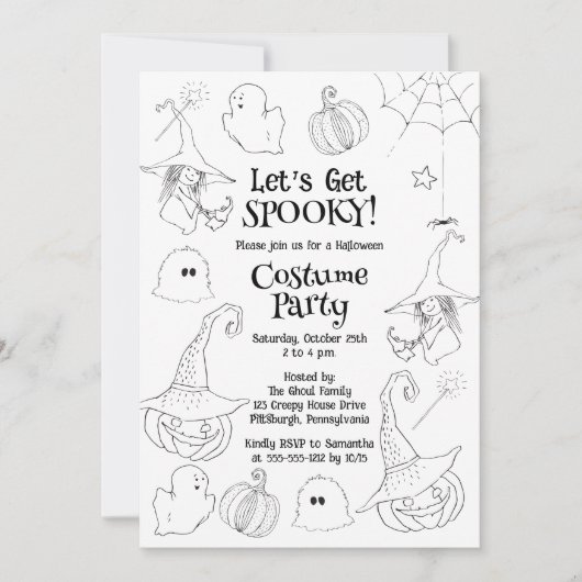 Lasst uns ein tolles Halloween-KostümParty bekomme Einladung (Vorderseite)