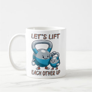 Lasst uns einander hochheben, wenn das Fitnessstud Kaffeetasse