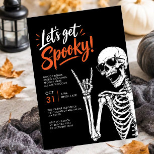 Lasst uns eine Gruselige Moderne Skelett Halloween Einladung