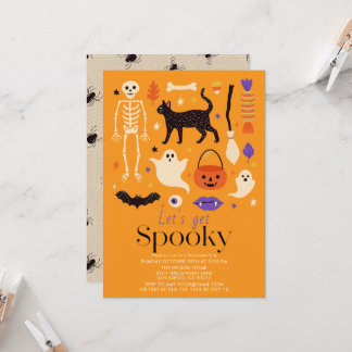 Lasst uns eine gruselige orange Halloween-Party fe Einladung