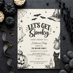 Lasst uns eine moderne Halloween-Party richtig gru Einladung