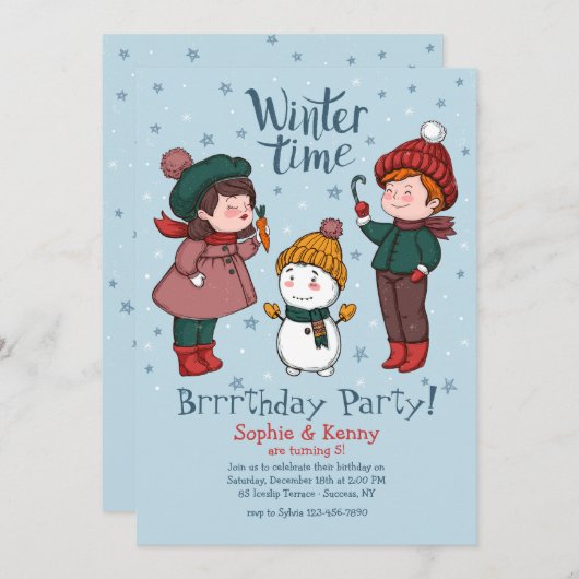 Lasst uns eine Snowman-Einladung bauen Einladung (Vorne/Hinten)