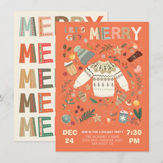 Lasst uns einen fröhlichen Weihnachts-Weihnachtskr Einladung (Vorne/Hinten)