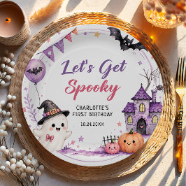 Lasst uns einen gruseligen Halloween-Geburtstag fe Pappteller