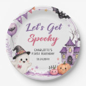 Lasst uns einen gruseligen Halloween-Geburtstag fe Pappteller (Vorderseite)
