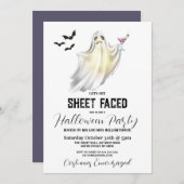 Lasst uns einen Schlag-Faced-Halloween-Party-Ghost Einladung (Vorne/Hinten)