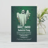 Lasst uns einen Schlag-Faced-Halloween-Party-Ghost Einladung (Stehend Vorderseite)