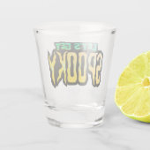 Lasst uns einen schönen grünen und gelben Hallowee Schnapsglas (Rückseite)