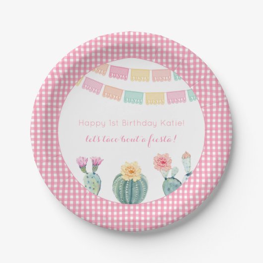 Lasst uns einen Taco über einen Fiesta Cactus Pape Pappteller (Vorderseite)