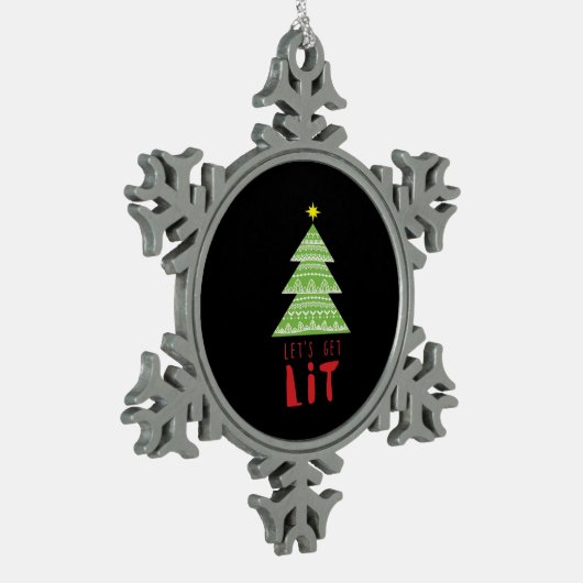 Lasst uns einfach Lit Essential Graphic Schneeflocken Zinn-Ornament (Links)