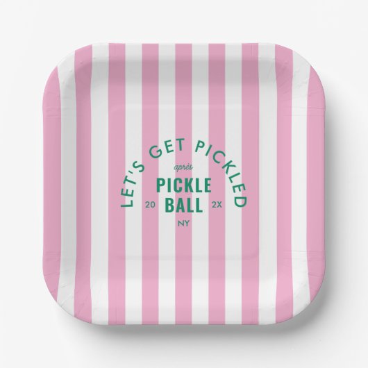 Lasst uns eingelegt werden Après Pickle Ball Rosa Pappteller (Vorderseite)