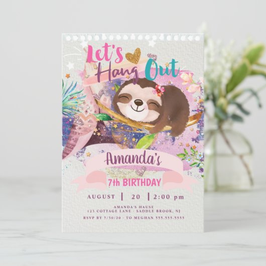 Lasst uns einladen, Einladung des Sloth Teepee (Stehend Vorderseite)