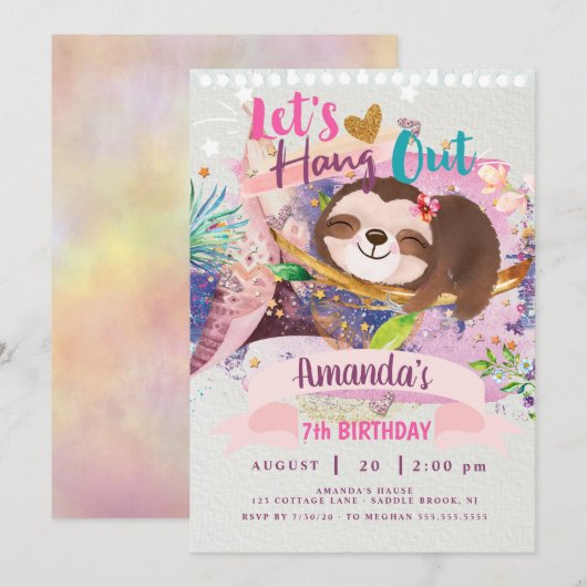 Lasst uns einladen, Einladung des Sloth Teepee (Vorne/Hinten)