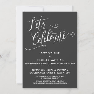 Lasst uns Elegant Dark Gray Reception-Only feiern Einladung