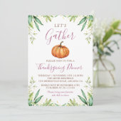 Lasst uns Erntedank Abendessen Autumn Pumpkin samm Einladung (Stehend Vorderseite)