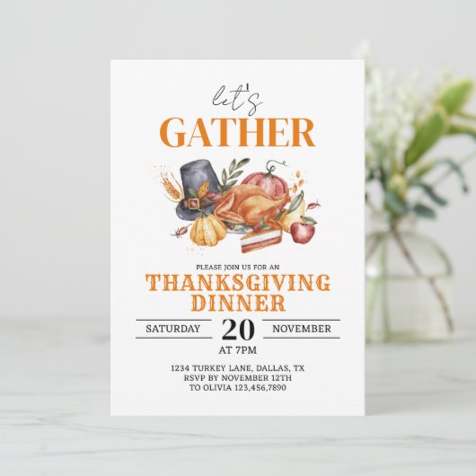 Lasst uns Erntedank Day Gastgeschenk dankbar samme Einladung (Stehend Vorderseite)