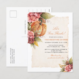 Lasst uns Erntedank zum Abendessen danken Feiertagspostkarte