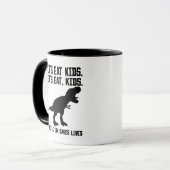"Lasst uns essen, Kinder" T-Rex-Satzzeichen Rette Tasse (Vorderseite Links)