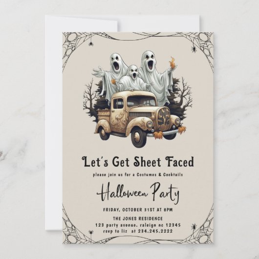 Lasst uns Faced Adult Halloween-Party Invita Einladung (Vorderseite)