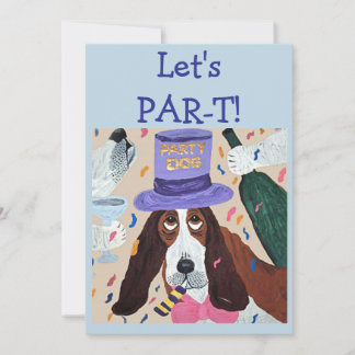 Lasst uns feiern Basset Hound Party Hund  Einladung