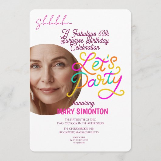 Lasst uns feiern! Eine fantastische 60er-Überrasch Einladung (Vorderseite)