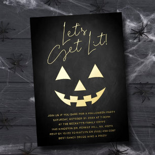 Lasst uns feiern! Erwachsene Halloween-Party Echt Folieneinladung