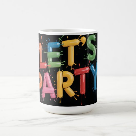 Lasst uns feiern! Farbspritzer-Grafik: Bunte 3D-El Kaffeetasse (Mittel)