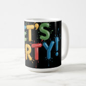 Lasst uns feiern! Farbspritzer-Grafik: Bunte 3D-El Kaffeetasse (VorderseiteRechts)