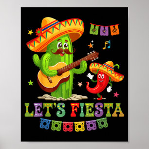 Lasst uns feiern Mexiko Party Taco Gitarre Kaktus  Poster