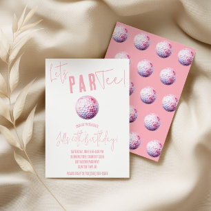 Lasst uns feiern! Pinke und weiße Golfparty Einladung