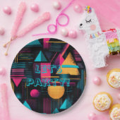 Lasst uns feiern Retro 80er 90er Memphis Geometris Pappteller (Party)