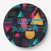 Lasst uns feiern Retro 80er 90er Memphis Geometris Pappteller (Vorderseite)