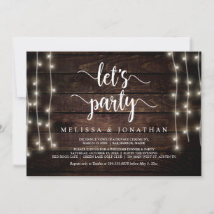Lasst uns feiern, Rustic Wedding Elopement Party  Einladung