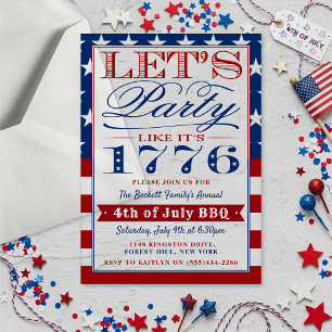 Lasst uns feiern wie 1776 4. Juli Party Acryleinladungen