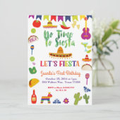 Lasst uns Fiesta 1. Geburtstagsfeier einladen Einladung (Stehend Vorderseite)