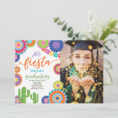 Lasst uns Fiesta Abschluss Einladung Mexikanisches (Stehend Vorderseite)