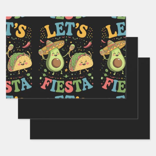 Lasst uns Fiesta Avocado und Tacos Cinco de Mayo Geschenkpapier Set (Set)