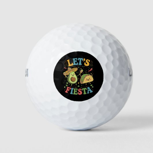 Lasst uns Fiesta Avocado und Tacos Cinco de Mayo Golfball (Vorderseite)