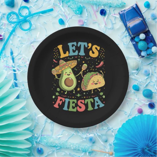 Lasst uns Fiesta Avocado und Tacos Cinco de Mayo Pappteller (Party)