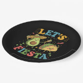 Lasst uns Fiesta Avocado und Tacos Cinco de Mayo Pappteller (Schrägansicht)