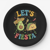 Lasst uns Fiesta Avocado und Tacos Cinco de Mayo Pappteller (Vorderseite)