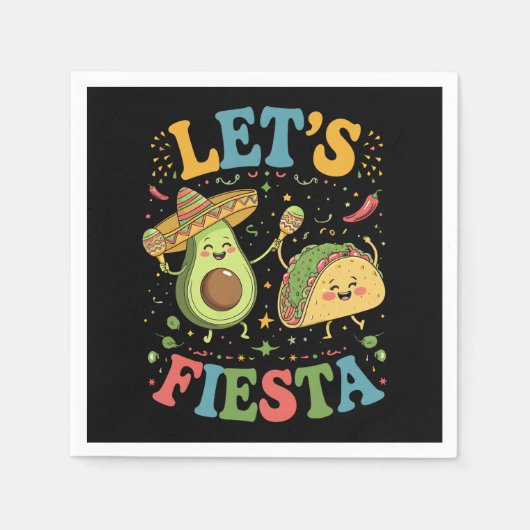 Lasst uns Fiesta Avocado und Tacos Cinco de Mayo Serviette (Vorderseite)