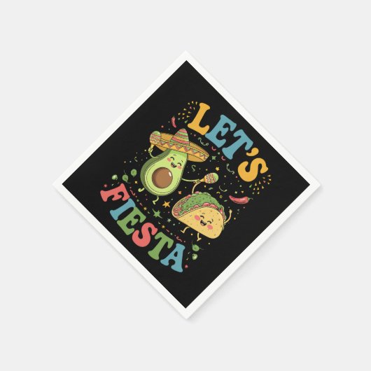 Lasst uns Fiesta Avocado und Tacos Cinco de Mayo Serviette (Ecke)
