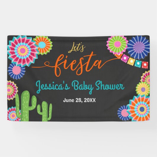 Lasst uns Fiesta Baby Duschbanner Mexican Cactus Banner (Horizontal)
