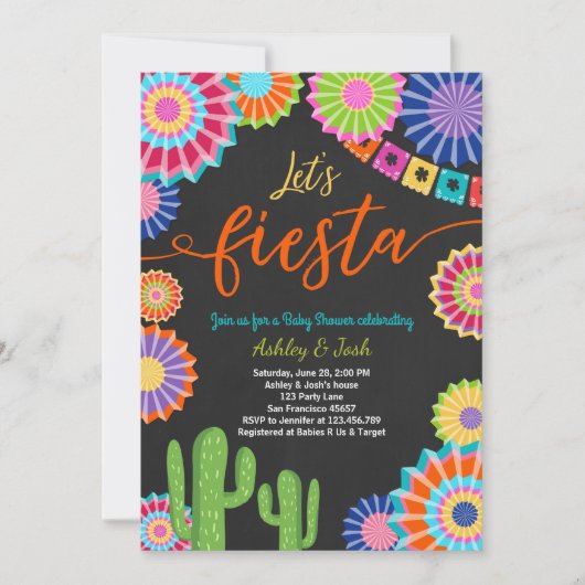 Lasst uns Fiesta Baby Dusche Einladung Mexican Cac (Vorderseite)