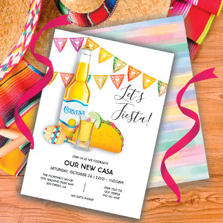Lasst uns Fiesta Beer tequila Shoottako Neue Zuhau Einladung