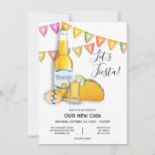 Lasst uns Fiesta Beer tequila Shoottako Neue Zuhau Einladung (Vorderseite)