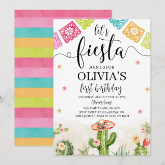 Lasst uns Fiesta Birthday Einladung White