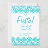 Lasst uns Fiesta! Blue Customizable Invite Einladung (Vorderseite)